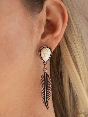 Paparazzi Jewelry Accessories - Totally Tran-QUILL - Copper Earrings - Vintage